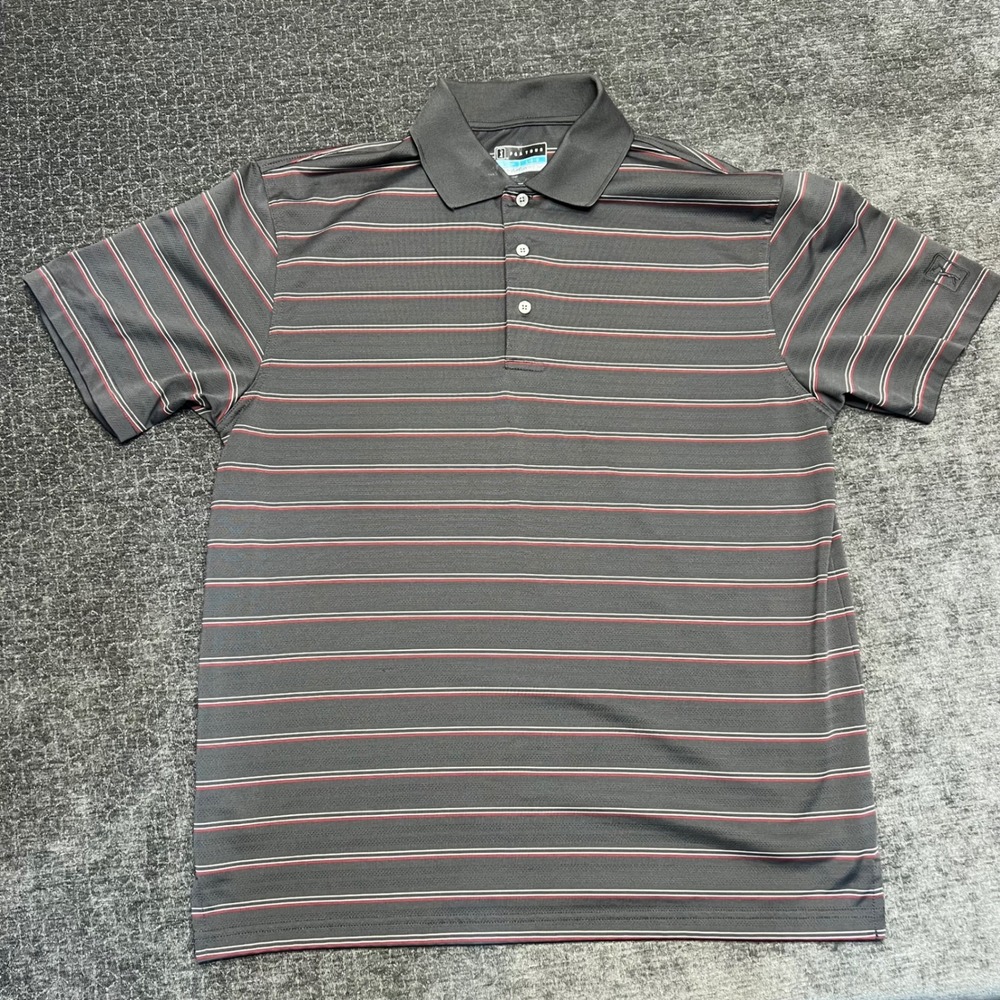PGA TOUR Mens Golf Shirt Polo Airflux Striped Short Sleeve Size L G‎ large